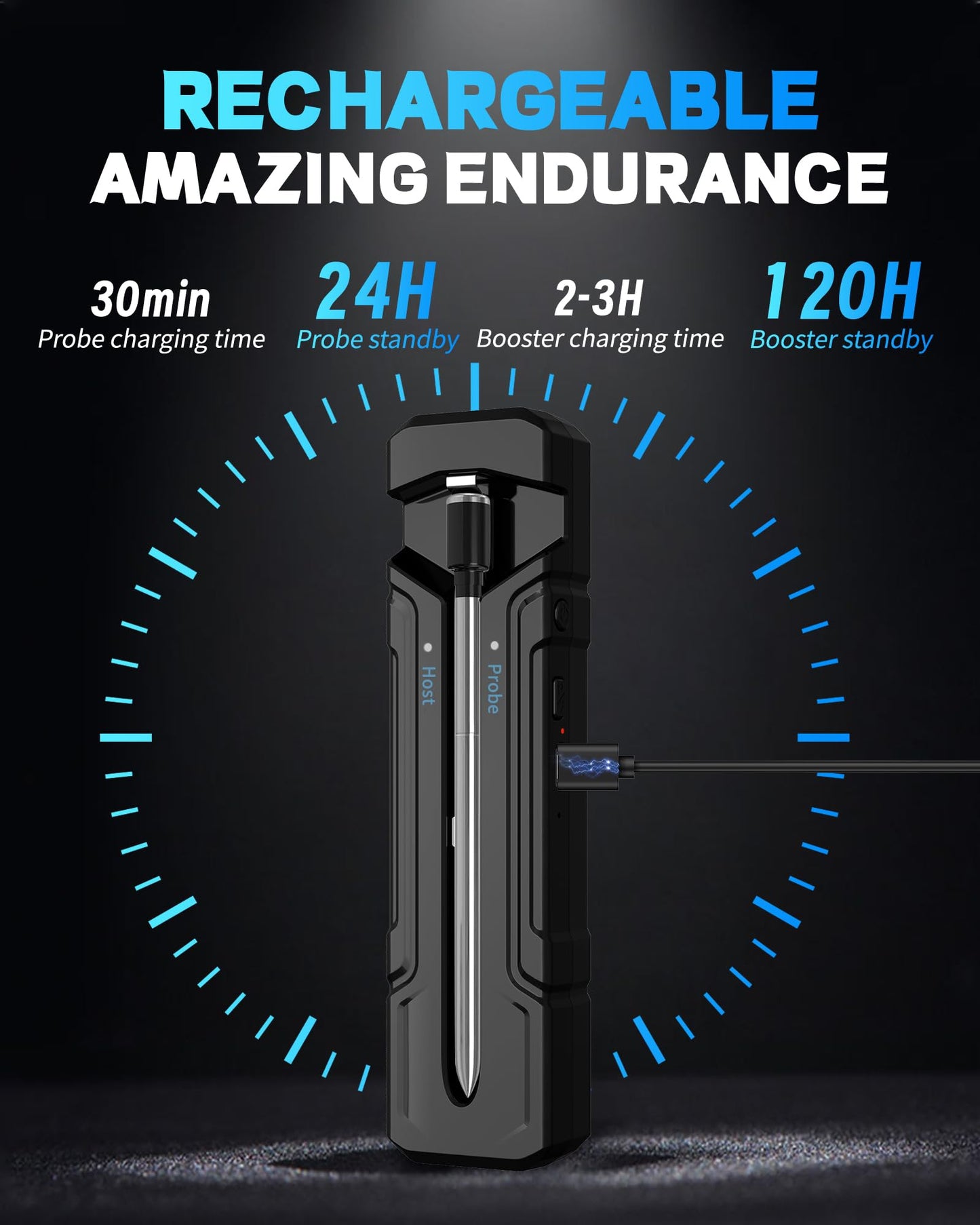 Beofinest Wireless Meat Thermometer, 500ft Range, Bluetooth, Digital, Smart App Control for Grilling, Smoking, BBQ, Oven, Grill, Smoker, Rotisserie