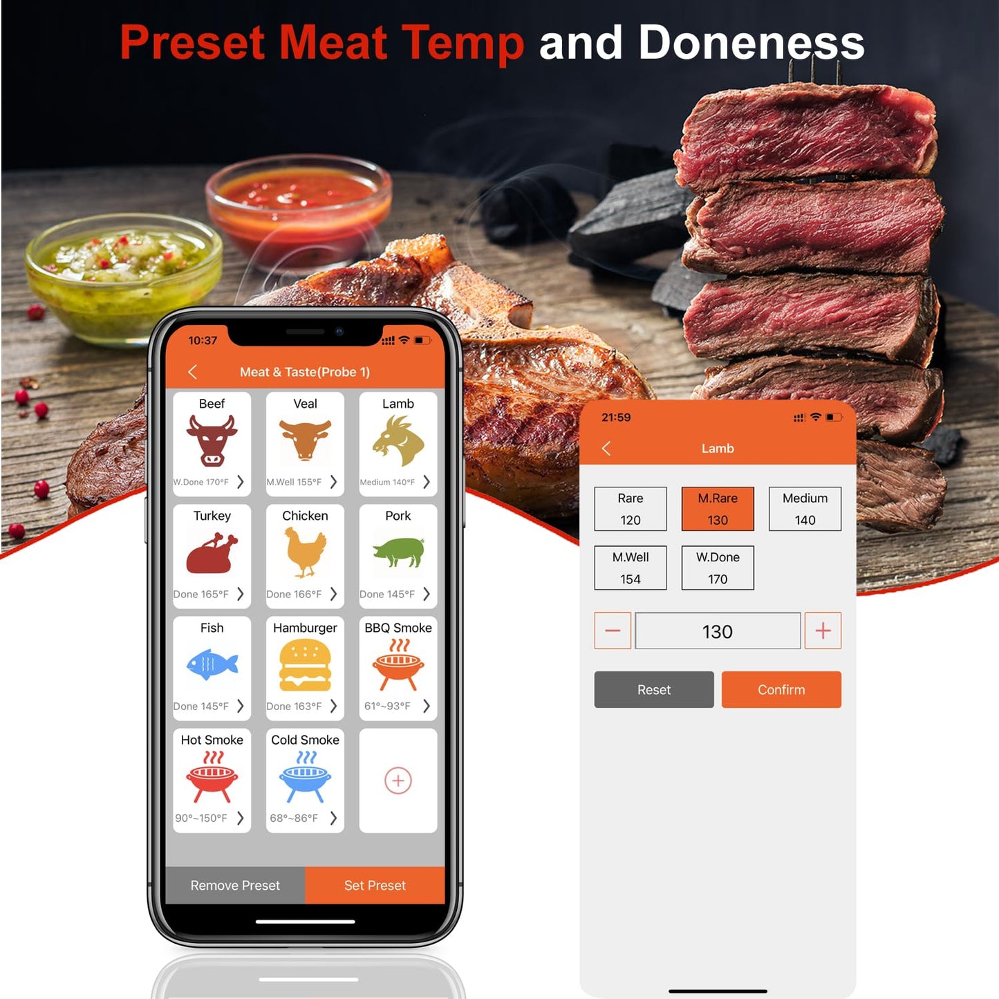 500FT Digital Meat Thermometer with Multy Probes Bluetooth Kitchen Thermometer for Smoker Grilling Oven (FS66N)