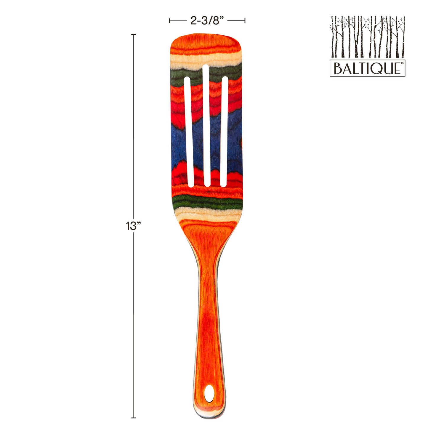 Baltique Marrakesh Collection 13" Wooden Spurtle Spatula – Colorful Birch Wood Cooking Utensil, Nonstick Safe, Versatile Stirring & Serving Tool