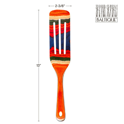 Baltique Marrakesh Collection 13" Wooden Spurtle Spatula – Colorful Birch Wood Cooking Utensil, Nonstick Safe, Versatile Stirring & Serving Tool