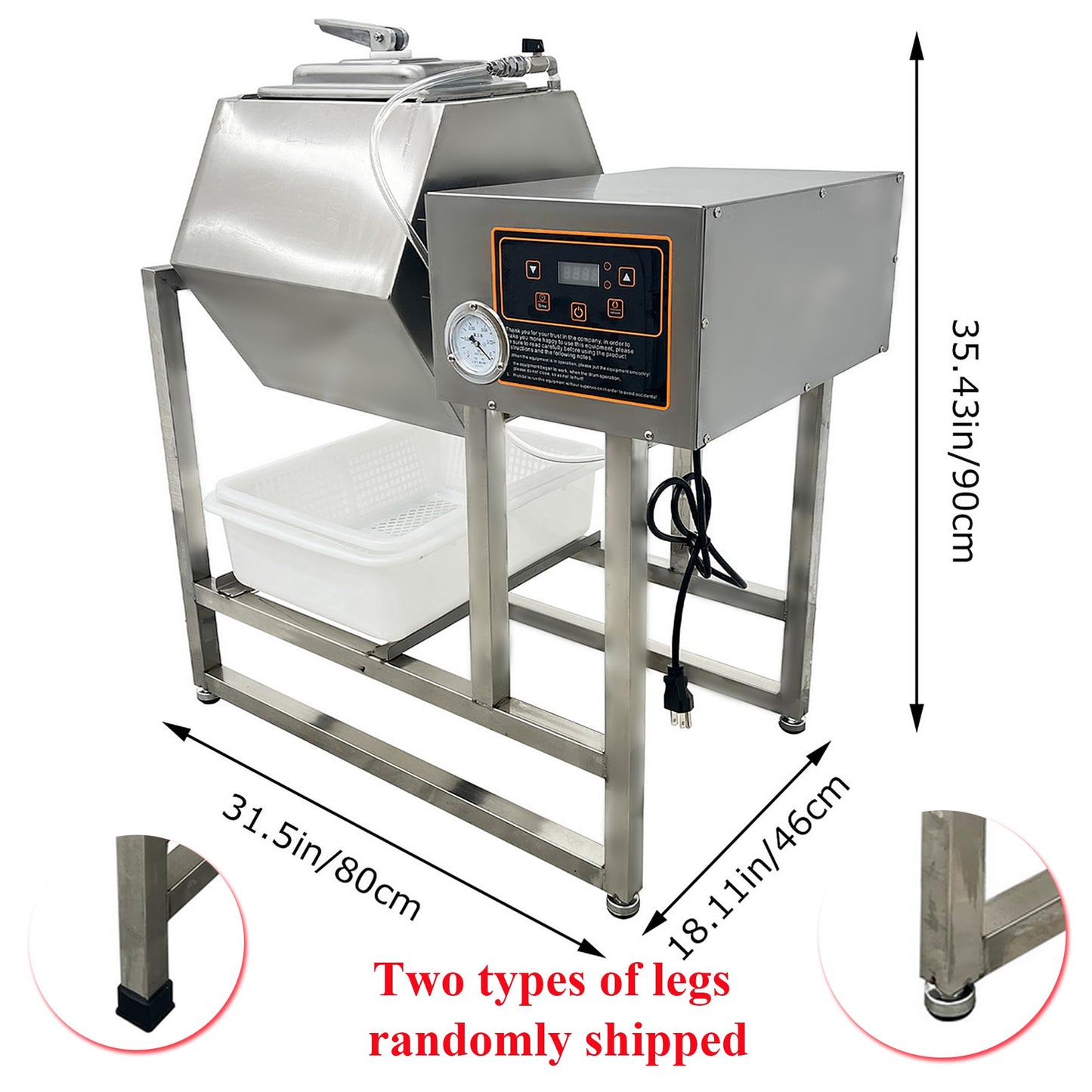 HayWHNKN Vacuum Tumbler Marinator Meat Vegetable Marinating Machine 45L Food Vacuum Marinator Fast Marination Process 110V Meat Pickle Machine 360° Rotation with Timer For Chicken Steak Burger Shop