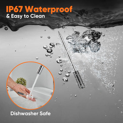 Wireless Meat Thermometer Bluetooth: with Ceramic Probe for Grilling/Cooking/BBQ - Waterproof Digital Oven Food Thermometer, 600Ft Range & Smart App Compatibility iOS/Android/Air Fryer