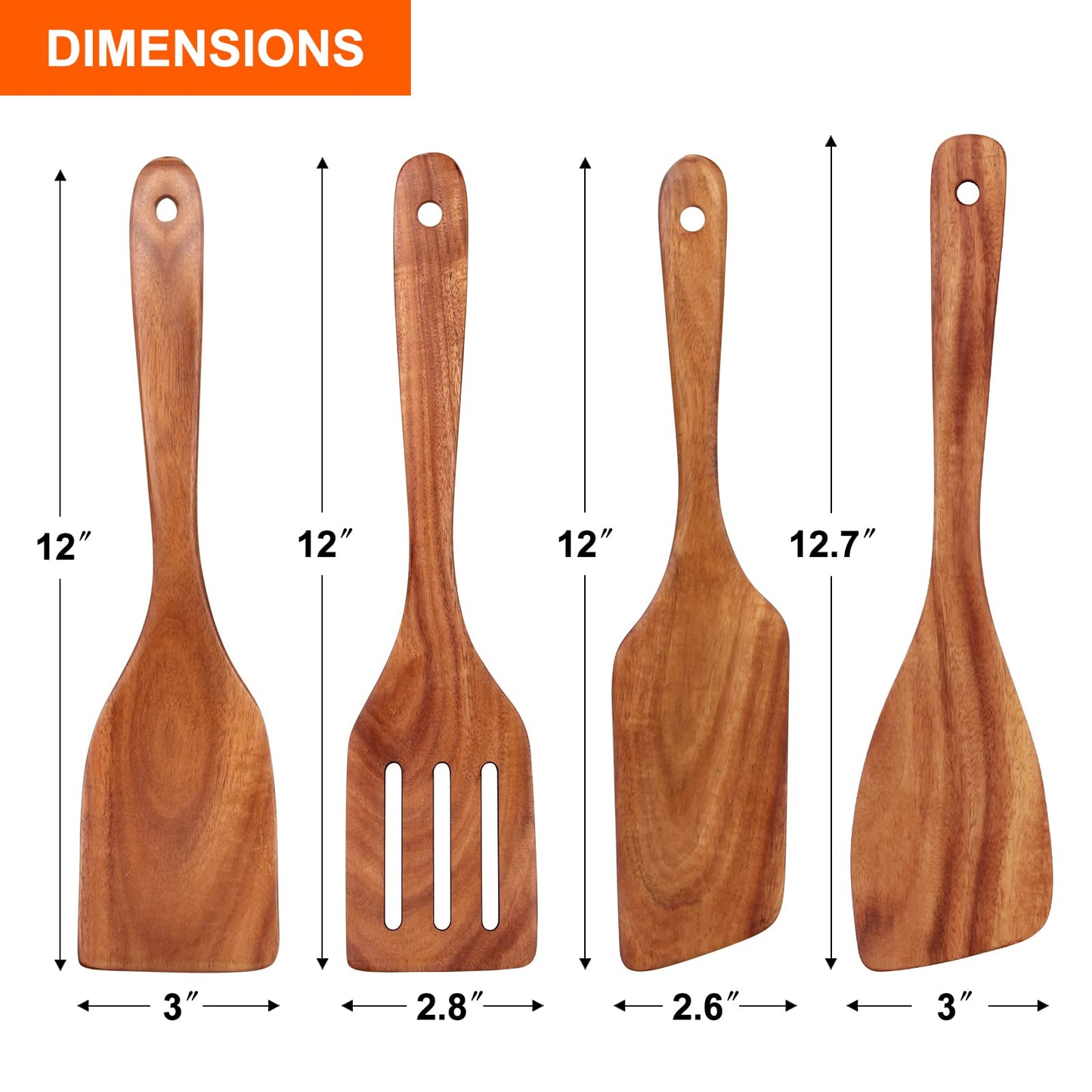 Best Non Toxic Wooden Spatula for Cooking Utensils Set Wood Spurtle Flat Spatulas for Kitchen Use Tools Teak Utensils Slotted Turner Bamboo Cooking Spoons Egg Utensil Cast Iron Scraper Thin Spatula