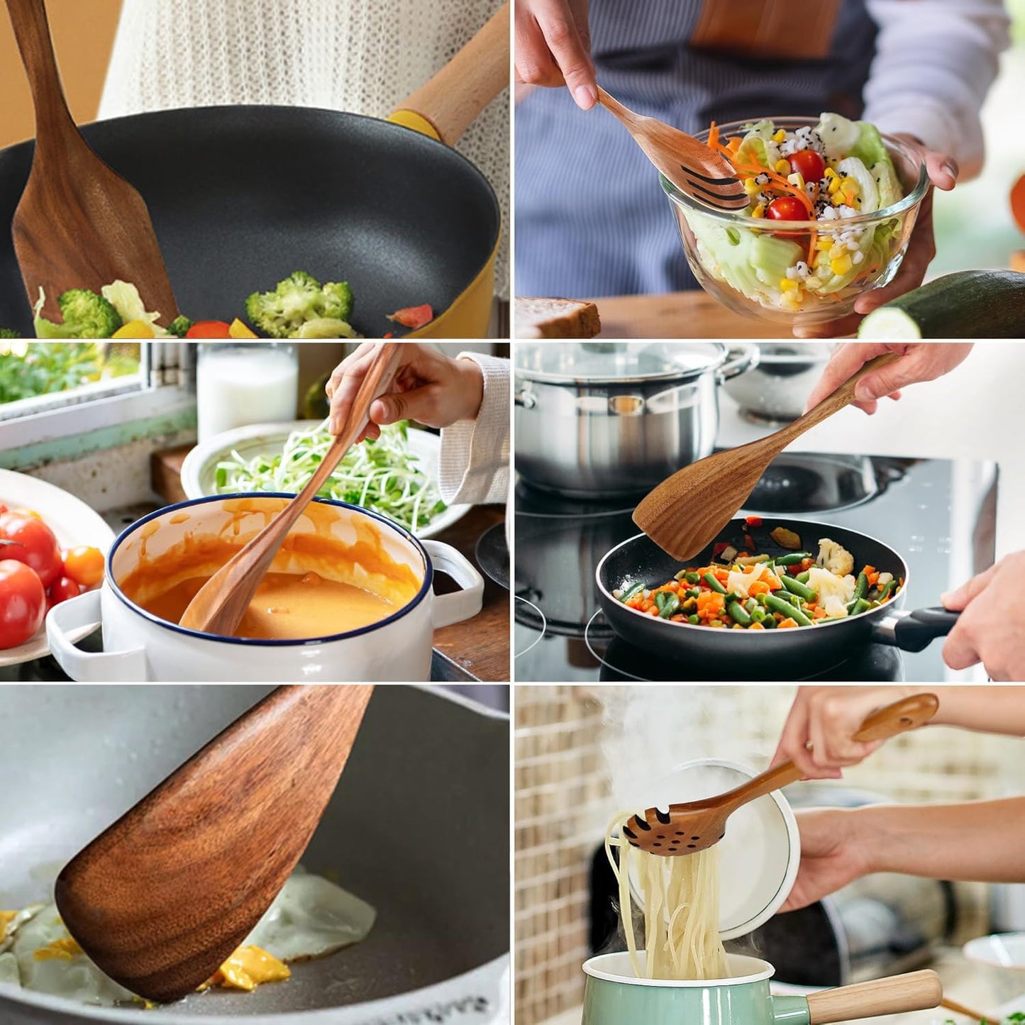 12Pcs Wooden Utensils for Cooking Kitchen Utensils Wooden Spatulas