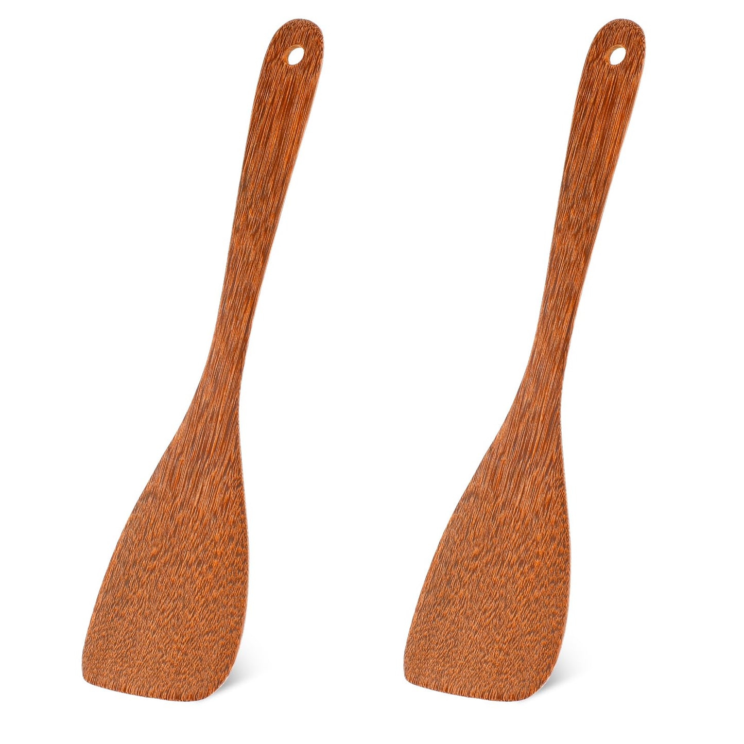 2pcs Wooden Spatula for Cooking Angled Flat Spatula Chicken Wing Wooden for Cooking Kitchen Turner Flat Frying Wood Utensil for Kitchen Cookware (13 Inch)
