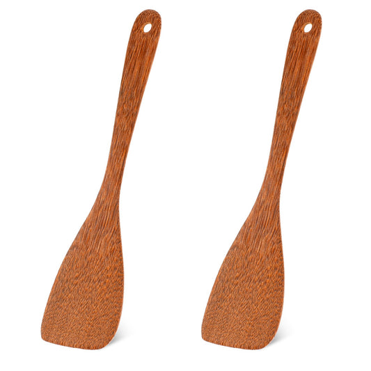 2pcs Wooden Spatula for Cooking Angled Flat Spatula Chicken Wing Wooden for Cooking Kitchen Turner Flat Frying Wood Utensil for Kitchen Cookware (13 Inch)