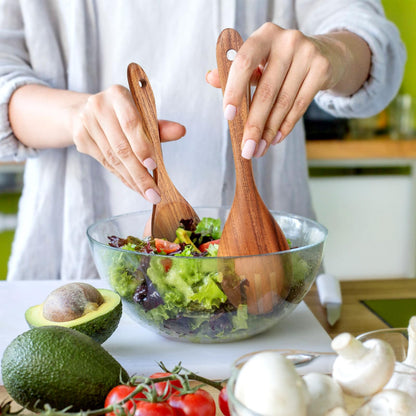 AIUHI Natural Teak Wood Kitchen Utensil Set, 9Pcs Wooden Spoons for Cooking, Cooking Utensils Set for Nonstick Cookware, Durable & Heat Resistant