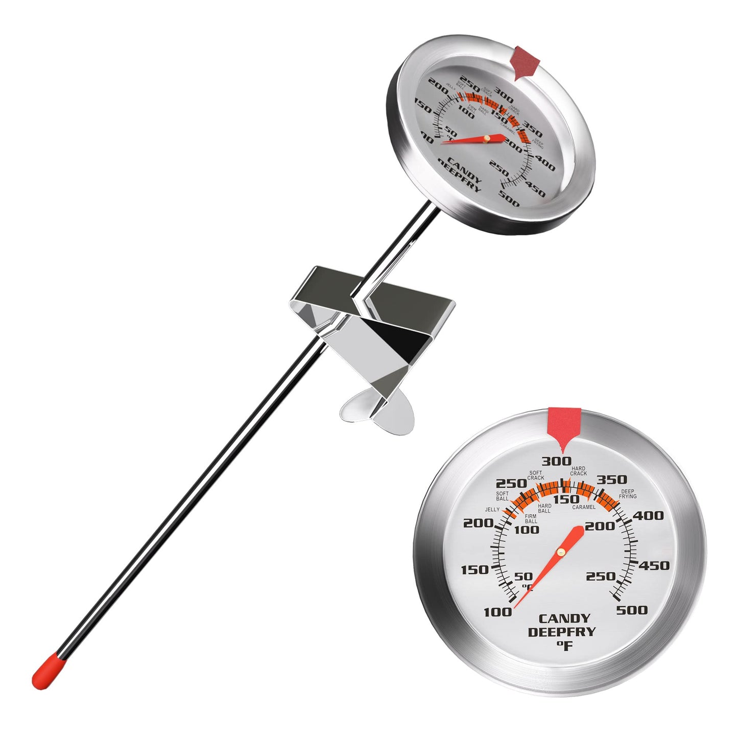 Candy Thermometer Deep Fry Thermometer with Stainless Steel 2 Inch Large Dial & 9 Inch Long Probe Candy Making Temperature Reference for Confectionery,Dessert,Deepfrying Food