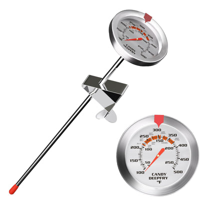 Candy Thermometer Deep Fry/Jam/Sugar/Syrup/Jelly Thermometer with Stainless Steel Large 2" Dial & 9" Accurate Sensitive Long Probe for Candy Cooking