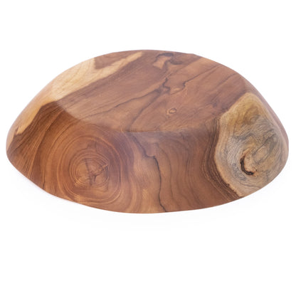 ANDALUCA Rustic Teak Wood Hand Carved Organic Bowl (11"-12" Diameter)