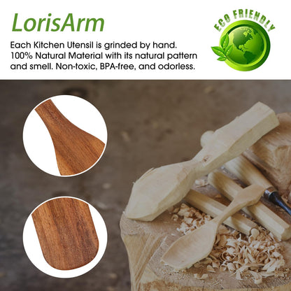 LorisArm 9.8″ Acacia Wooden Mini Spatula, Small Kitchen/Outdoor Spatula Turner, Egg Scraper, Flat Wooden Turner, Wood Cooking Utensil, Wood Flipper, Spatulas for Flipping, Serving, Scraping & Turning.