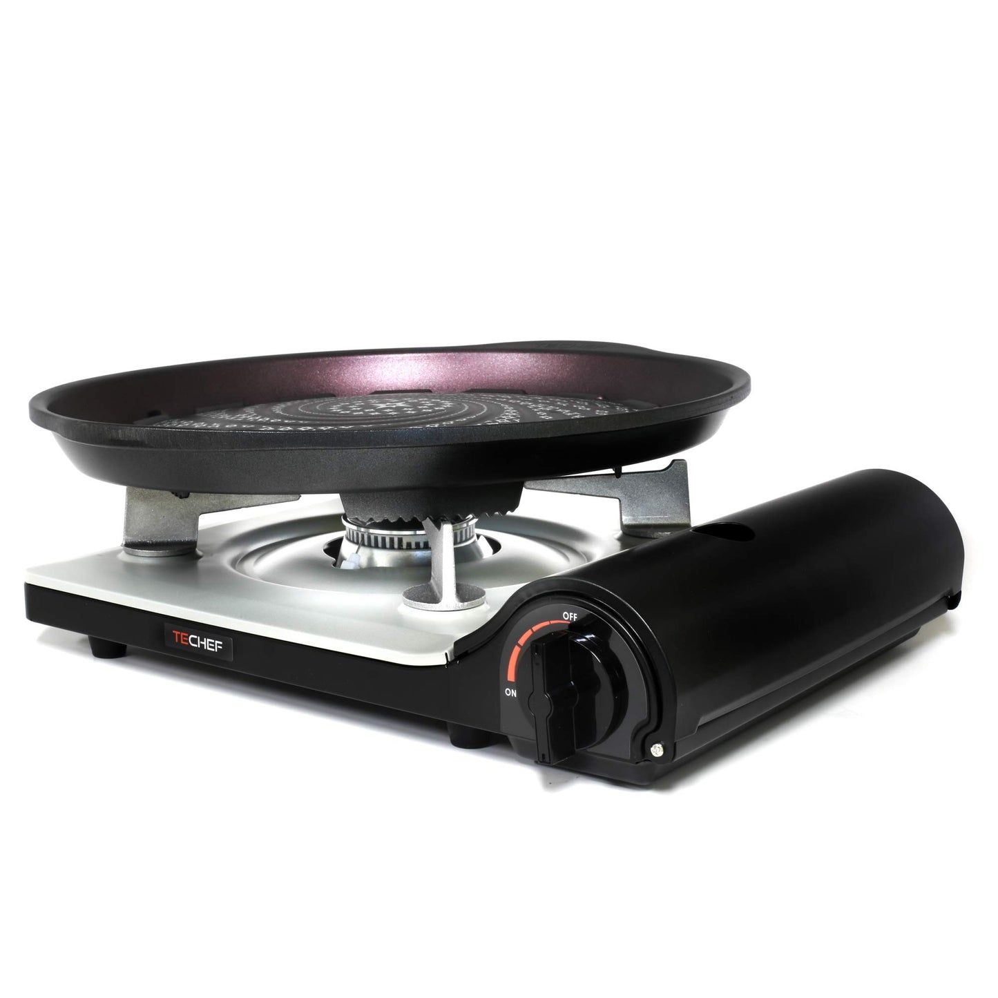 TECHEF - Stovetop Korean BBQ Non-Stick Grill Pan with Agni Portable Gas Stove Burner, Made in Korea (Grill Pan w Stove)