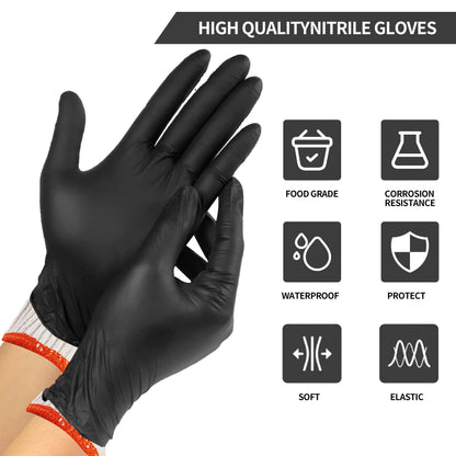 ZFYOUNG BBQ Gloves 6 Cotton Glove Liners and 100 Disposable Nitrile Gloves,Washable Cotton Liners Powder Latex Free Nitrile Gloves,Applies to Cooking Baking Grilling.