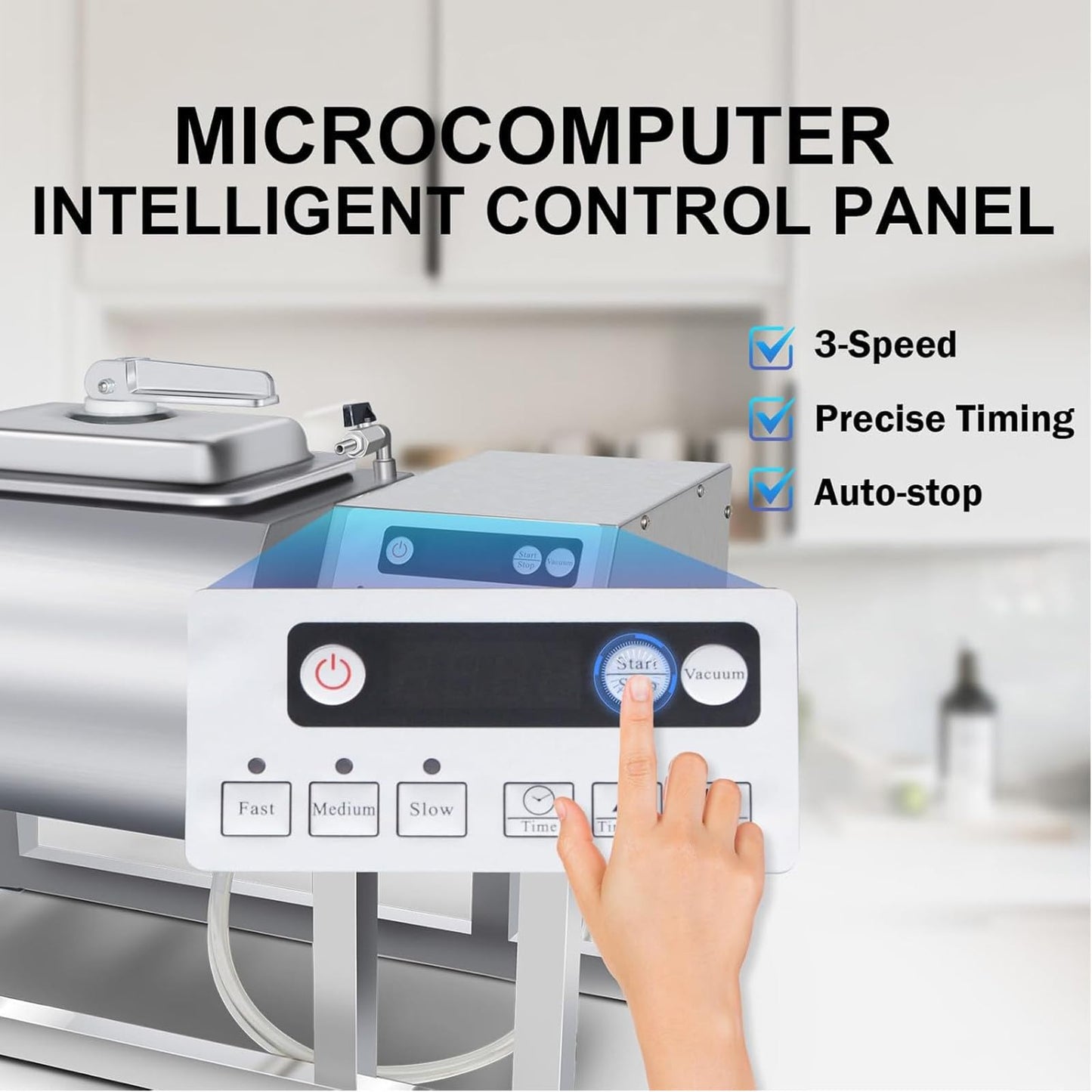 Meat & Vegetable Vacuum Tumbler Marinating Machine, Meat Tumbler Marinator w/Bidirectional Rotation & 3-Speed Control, Stainless Steel Food-Grade Tumbling Marinator 1-99 Minutes