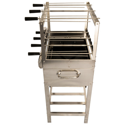 Bacana Grills All-in-One Brazilian BBQ Grill - 7 skewers - Churrasco - Multi Rotisserie - Stainless Steel - Portable Wood Fire & Charcoal Gaucho Churrasqueira Chicken Grill