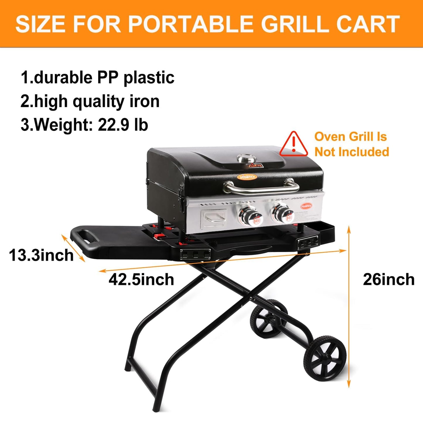 Hisencn Grill Stand for Weber Q1200, Q1000, Q2200, Q2400, Q2000 Series, Portable Grill Cart for Blackstone 17" 22" Table Top Griddles, Outdoor Grill Stand for Weber Grill,Griddle Stand for Blackstone