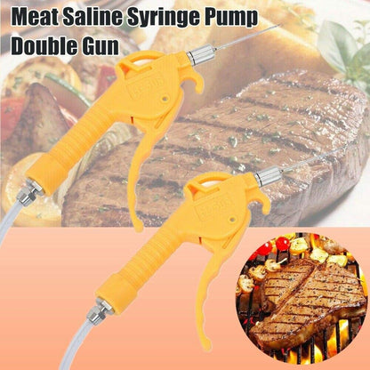 Automatic Meat Injector BBQ Injection Kit, 50W Electric Double Gun Injector Meat Processor Food Saline Syringe Pump Gun for BBQ