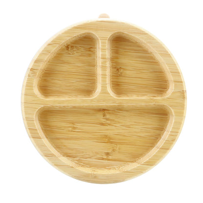 PandaEar Bamboo Suction Plate, Wooden Baby Plates with Silicone Spoons for Toddlers & Kids, Divided Non-Slip Wooden Plate Feeding Supplies