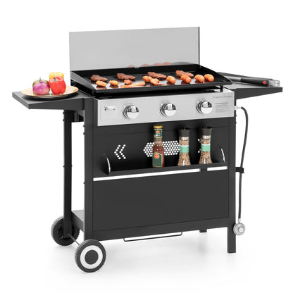 Captiva Designs 27 in Flat Top Griddle Grill with Ceramic Coated Cast Iron Pan, 3-Burner Propane Gas Griddle Grill, 33,000 BTU Output Flattop Grills for Outdoor Barbecue, Cooking and Party