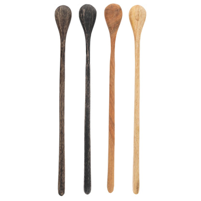 Karma Long Handle Tasting Spoons Set for Cooking - Kitchen Utensils - Wood - Set of 4
