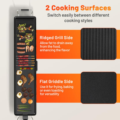 ARLIME 39.5" Extra Large Electric Griddle, Nonstick Countertop BBQ Grill with Adjustable Temperature, Thermostats and Drip Tray, Teppanyaki Grill for Indoor & Outdoor