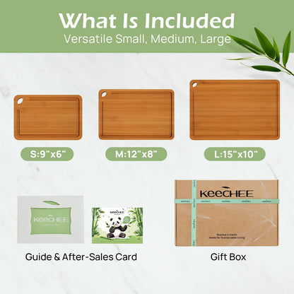 Keechee Bamboo Cutting Board, Durable Wood Cutting Boards for Kitchen with Deep Juice Grooves & Built-in Handles, Ideal Charcuterie & Chopping for Meat, Vegetables and Fruits Ideal Kitchen Gifts