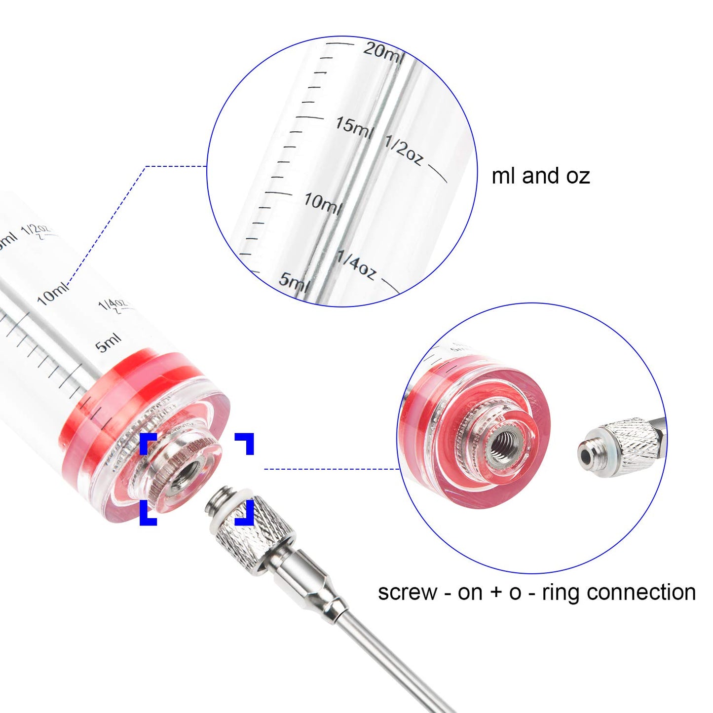 Meat Injector Kit,Plastic Marinade Injector Syringe with Screw-on Meat Needle,Turkey Injector for Beef Chicken Grill Cooking