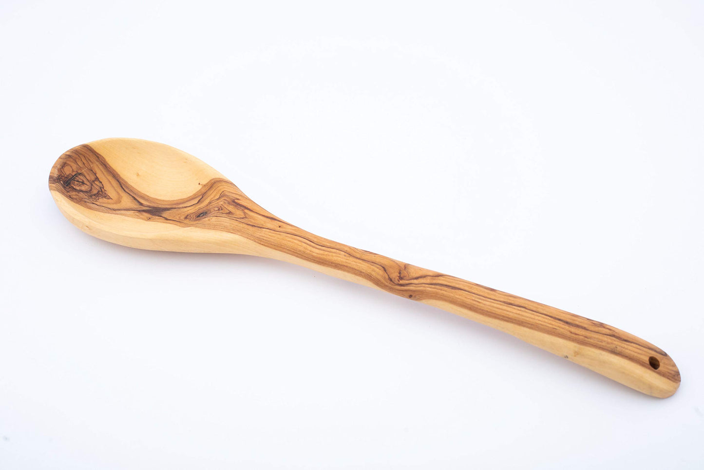 Handcrafted Olive Wood Cooking Spoon & Spatula (12 Inch Set of 2 Pieces) Carved by Talented Artists in Bethlehem, Practical Wooden Utensils Last for So Long, Resistant of Scratch