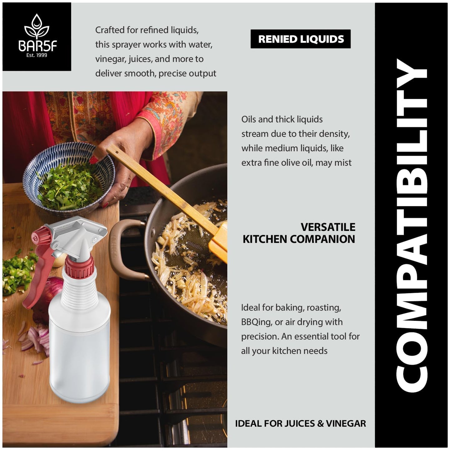 Bar5F Spray Bottle 16-Ounce for BBQ Grilling Smoking & Baking Food Grade Grill Spritzer Meat Smoker Butchers Tools & Chef Gadgets (1)