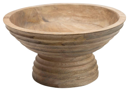 Creative Co-Op Boho Wood Pedestal Serving Bowl, Natural Finish