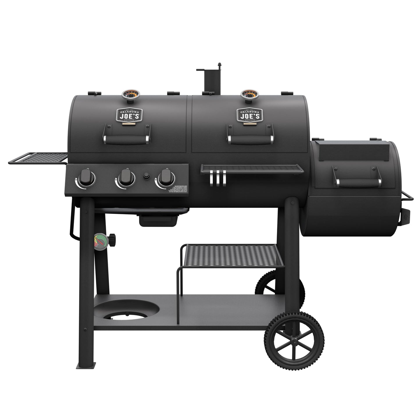 OKLAHOMA JOE'S® Canyon™ Deluxe Charcoal and Propane Gas Combination Smoker and Grill, Black Steel, 24203005