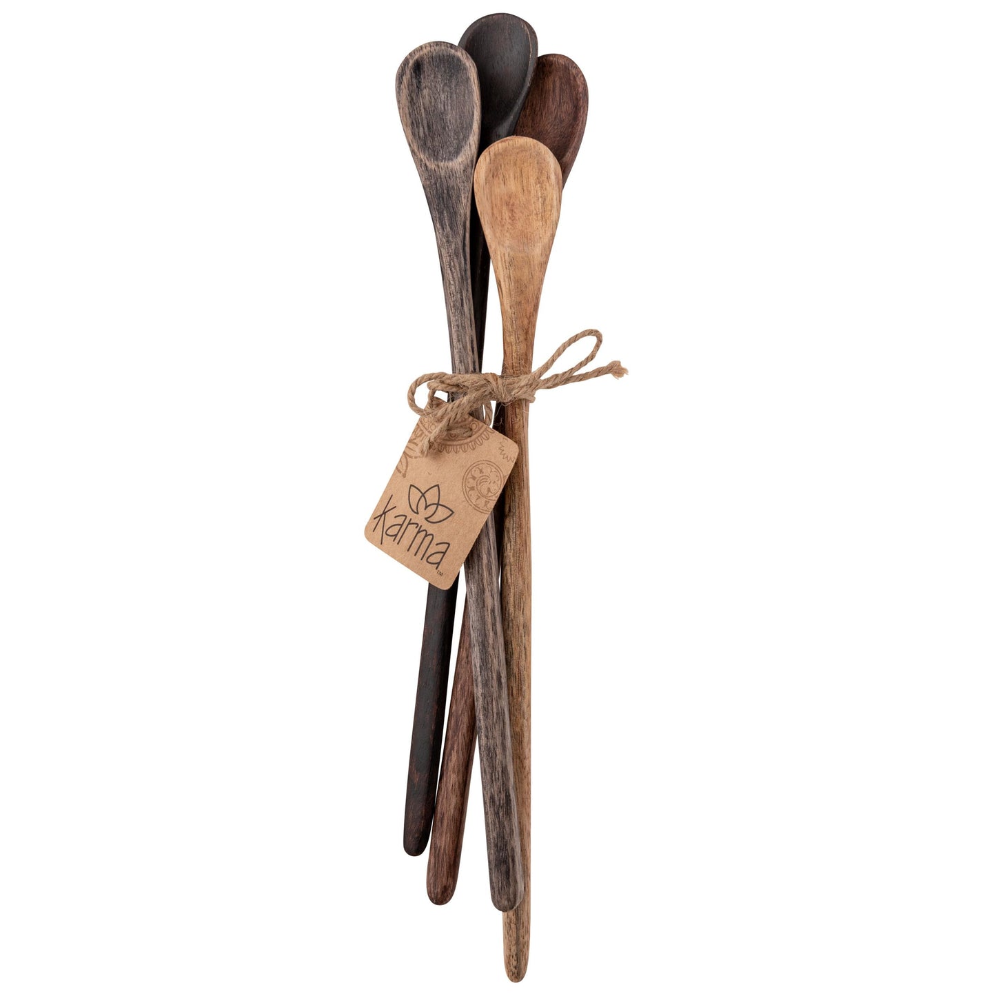 Karma Long Handle Tasting Spoons Set for Cooking - Kitchen Utensils - Wood - Set of 4