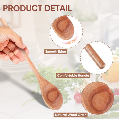 Romooa 4 Pcs Wooden Spoons for Cooking 8,10,12,14 Inch Mixing Wooden Utensils Cooking Spoon for Kitchen Mixing Salad Tasting Baking Stirring Serving Food No Scratch Nonstick Cookware