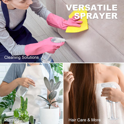 Plastic Spray Bottles (2-Pack, 16.9 Oz) Heavy Duty Spraying, Mist & Stream, Empty Water Sprayer Bottle for Cleaning Solutions, Essential Oils, Hair, Plants, BBQ, Dog Cat Behavior Correction (Clear)