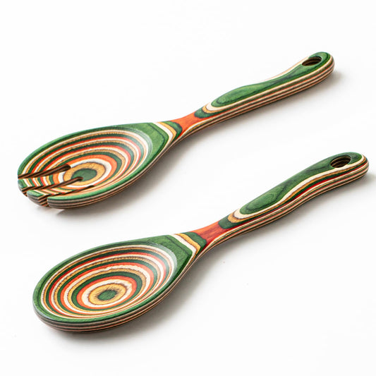 Gudamaye Pakkawood Wooden Salad Server Set,10.5 inch Salad Tongs for Serving including Salad Mixing Dinner Fork and Spoon,Long Handle Salad Server Set