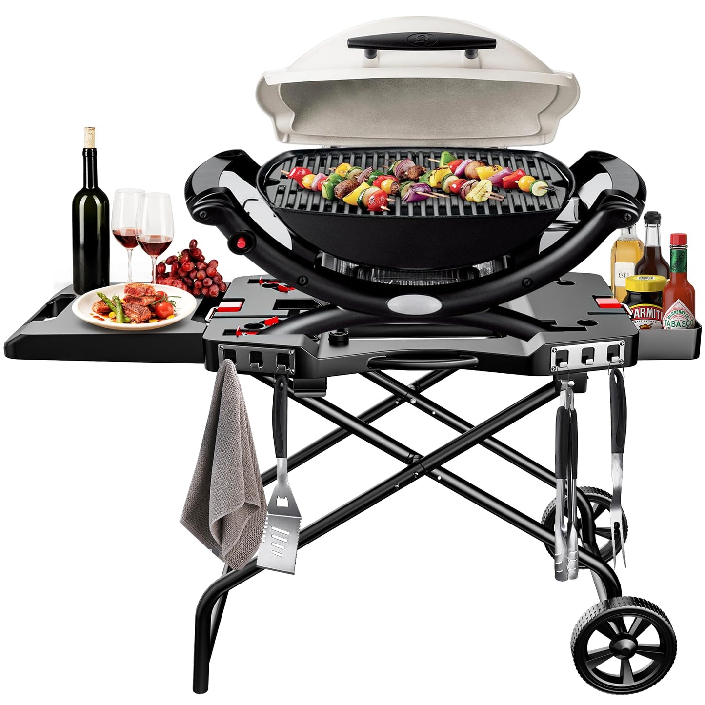 Hisencn Grill Stand for Weber Q1200, Q1000, Q2200, Q2400, Q2000 Series, Portable Grill Cart for Blackstone 17" 22" Table Top Griddles, Outdoor Grill Stand for Weber Grill,Griddle Stand for Blackstone