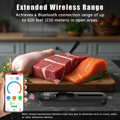 Meat Thermometer – Smart Bluetooth Meat Thermometer 820-FT Bluetooth Wireless Range Digital Food Thermometer with App Control | IP67 Waterproof Probe | Cooking Thermometer for BBQ, Oven, Grill, Smoker