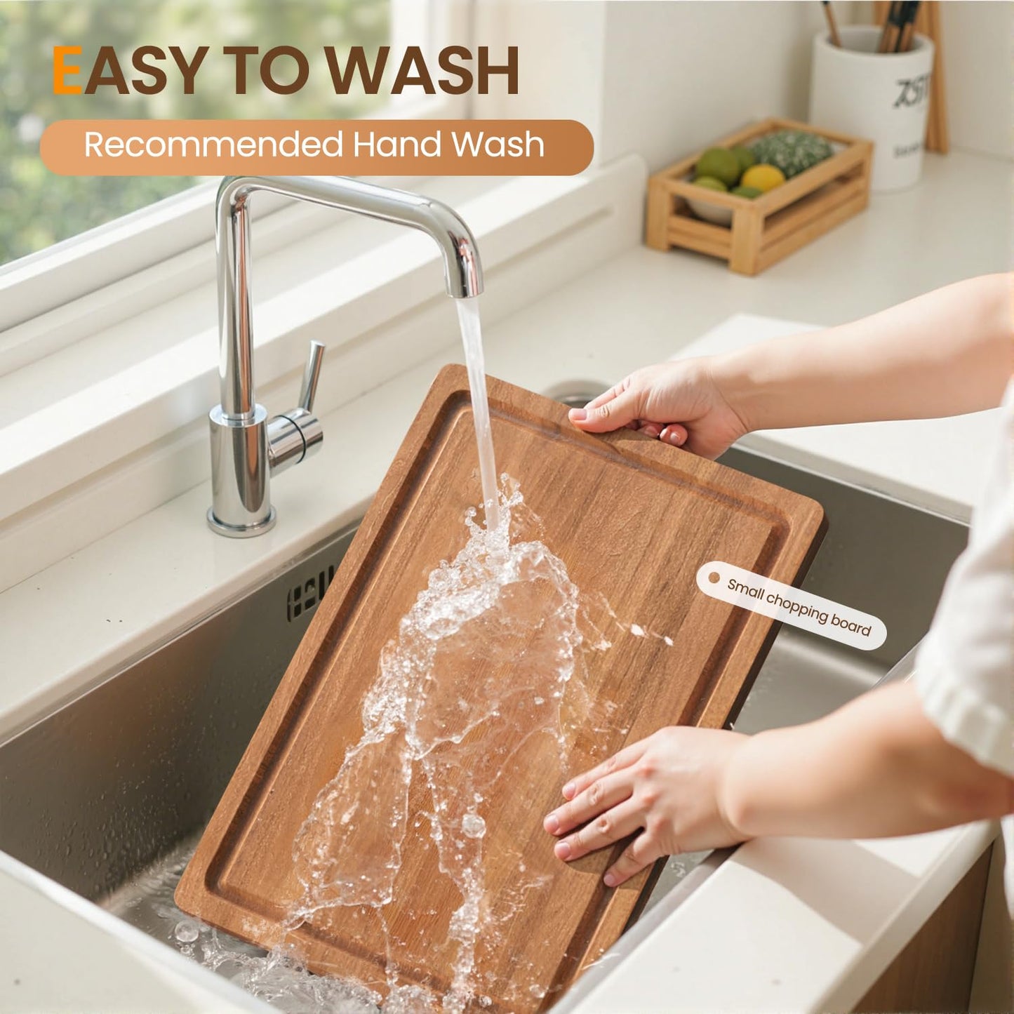 Wood Cutting Boards for Kitchen, 17x12 Inch Butcher Block with Deep Juice Grooves & Non-Slip Handle Reversible Chopping Board for Meat Cheese Vegetables