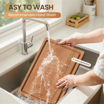 Wood Cutting Boards for Kitchen, 17x12 Inch Butcher Block with Deep Juice Grooves & Non-Slip Handle Reversible Chopping Board for Meat Cheese Vegetables