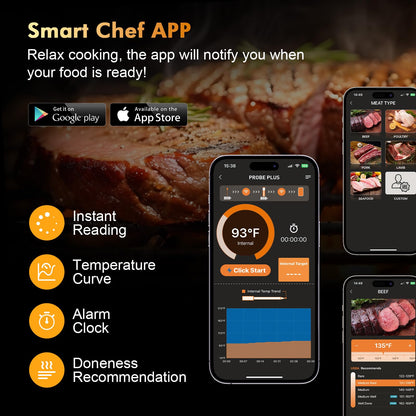 MAGODEY Wireless Meat Thermometer Digital, Instant Read, Long Bluetooth Range, Alarm, High-Temp-Resist Food Thermometer, Kitchen Gadgets, Grilling BBQ Accessories For Smoker, Cooking, Oven, Rotisserie