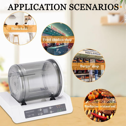 Gpxhbcb Commercial Electric Meat Tumbler Marinator, Vacuum Tumbler Marinating Machine, 5L Stainless Steel, White, Touch Control