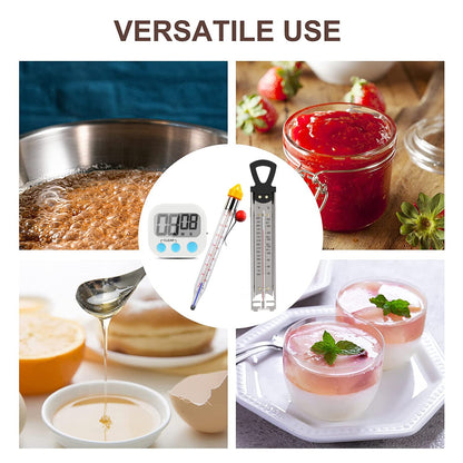 Candy and Deep Fry Thermometer with Pot Clip,Timer, Pack of 3