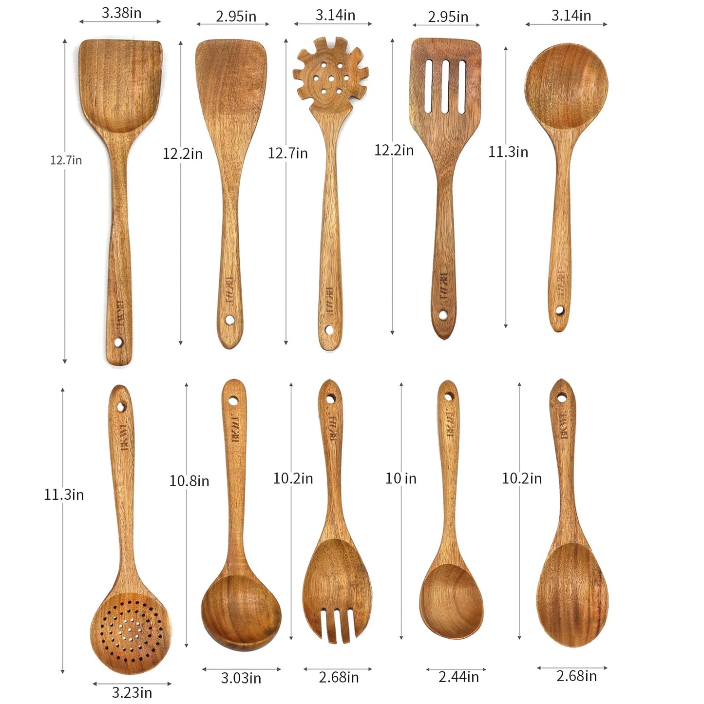 Wooden Spoons for Cooking,10 Pack Wooden Kitchen Utensils Wooden Cooking Utensils Set Wooden Utensils for Cooking Wooden Spoons and Spatula Set (10)