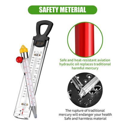 2Pcs Candy Thermometer with Pot Clip, New Stainless Steel Deep Fry Oil Thermometer Instant Read Cooking Thermometer with Hanging Hook, Oil/Candy/Fry/Jam/Sugar/Syrup/Jelly Food Thermometer for Cooking