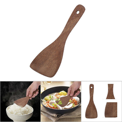 Kodrily Flat Wooden Spatula for Cooking, Wide Wood Spatula, Portable Wood Turner, Fried Rice Turner Utensils, Kitchen Cooking Tool for Steak Frying and Flipping, 8.66 x 2.95in