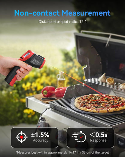 Wintact Infrared Thermometer Temperature Gun -58℉ to 986℉, Digital IR Heat Surface Temp Gun, Non-Contact Laser Thermal Gun for Cooking Food, BBQ, Pizza Oven, Grill, Griddle Accessories