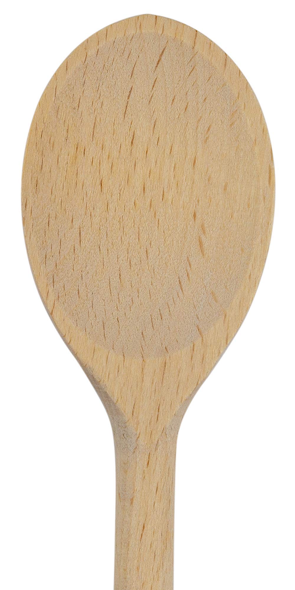 BICB Wooden Cooking Oval Spoons - 8”, 10”, 12”, 14” Long Mixing Set - Solid Beechwood Cookware - Perfect for Stirring, Mixing, Tasting, & Serving Food - Pack of 4, Rustic Brown Color