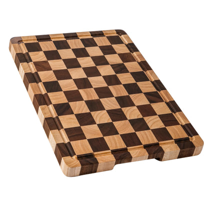 THETCHRY Cutting Boards for Kitchen, Checkered Cutting Board Upgraded, Acacia Wood Chopping Board with Juice Grooves & Handles, Large Butcher Block Serving Tray with Gift Box, 16.5" x 11.6" x 0.8"