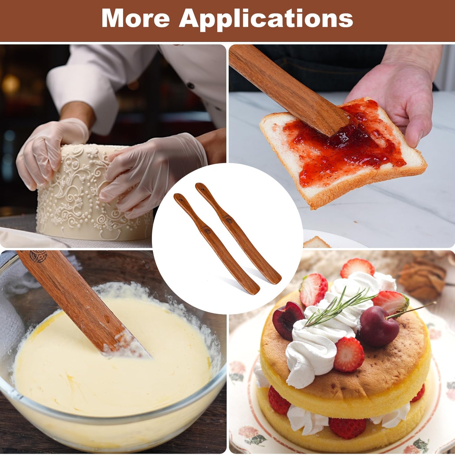 2 Pack Wooden Spurtle for Sourdough Starter, Mixing, Reaching Bottom of Jar, Dough Whisk, Long Handle Jar Spatula, Spurtles Kitchen Tools Teak Wood Kitchen Utensils kit for Baking, Cooking