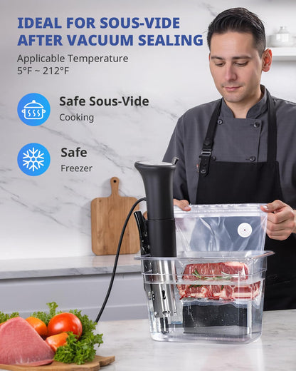 AIRMSEN Reusable Vacuum Sealer Bags 10 PCS - Fits AIRMSEN, Chef, FoodSaver and Most Handheld Sealers - BPA Free Food Saver Bags for Meal Prep, Sous Vide, Marinator - 5L (13.8"x 11.8")